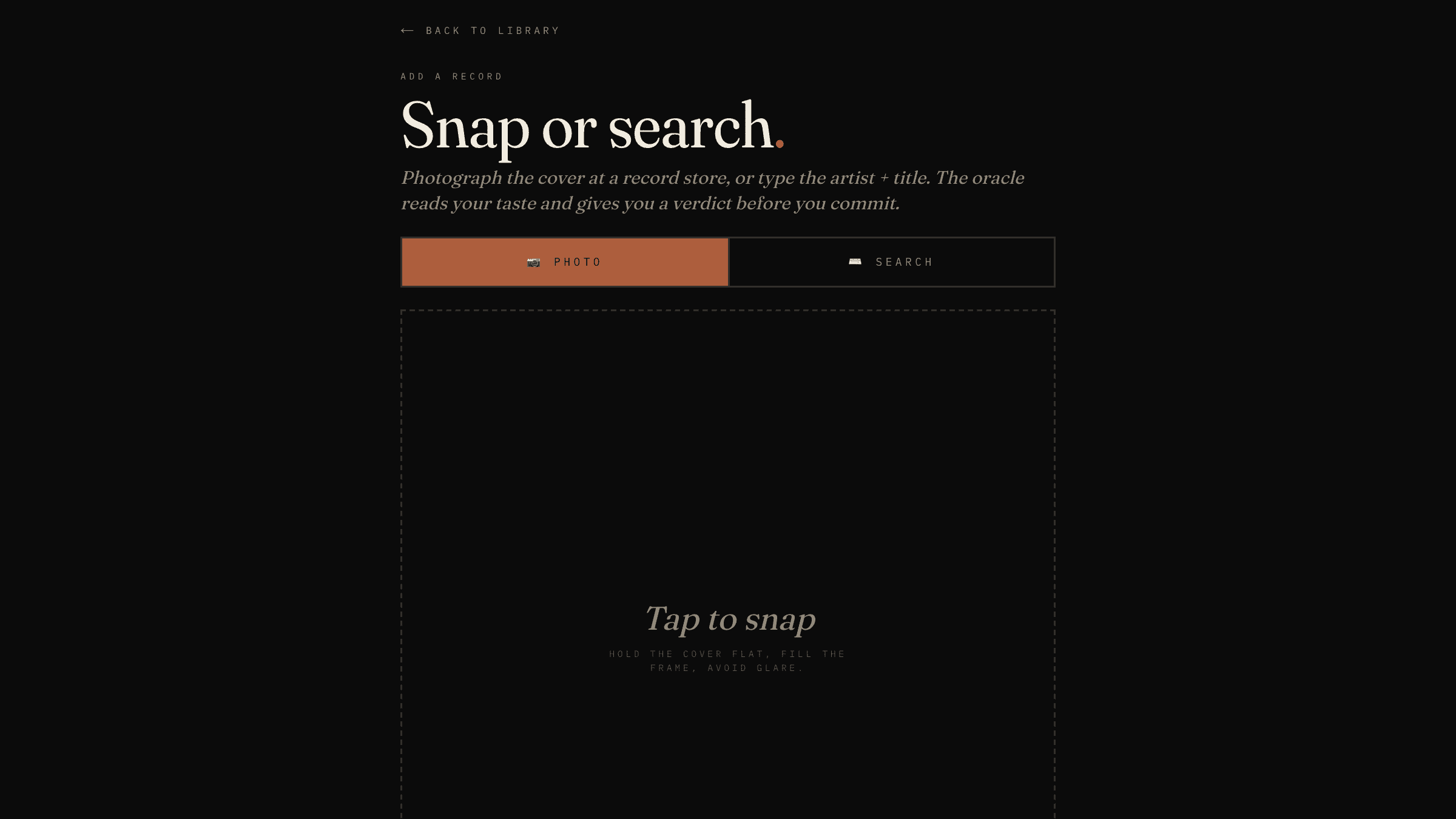 The add page, type it or snap the cover