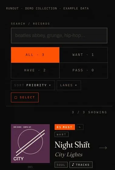 The library: every record on file, covers first