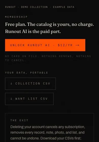CSV export, so your data leaves with you